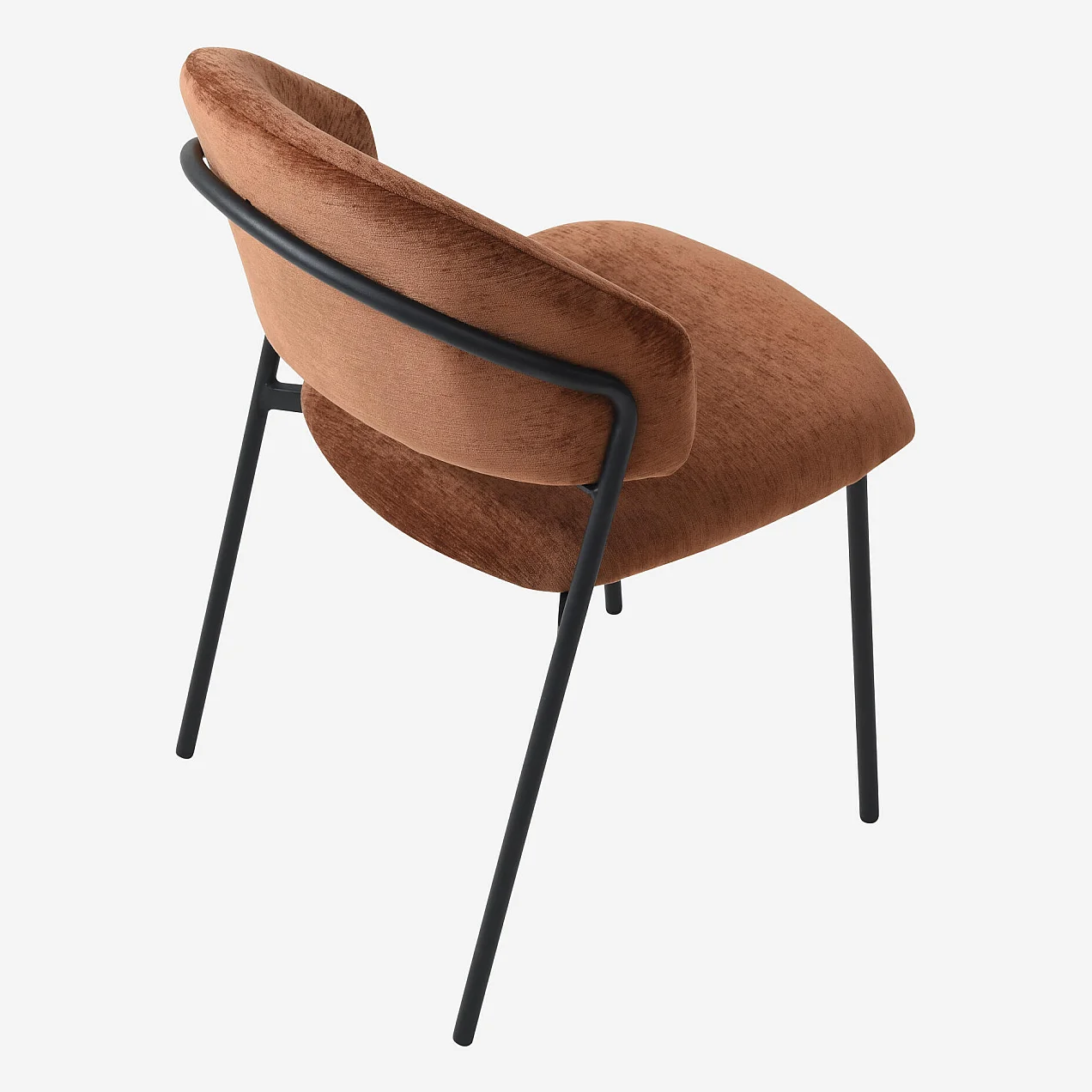 Lot de 2 chaises en tissu et métal noir - Marron cuivré - 8