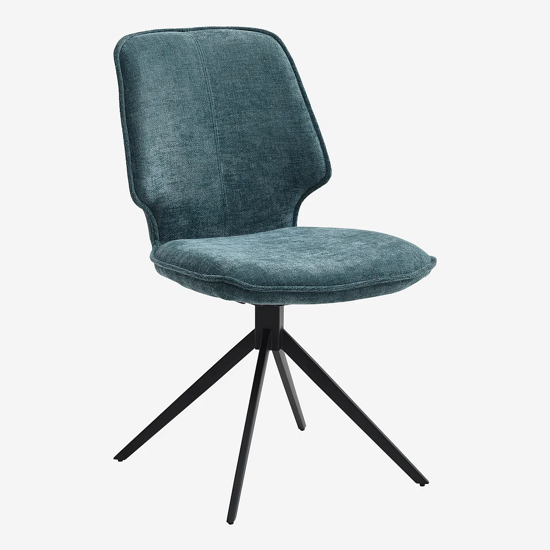 Lot de 2 chaises pivotantes en tissu chenille et métal noir - Bleu canard - 2