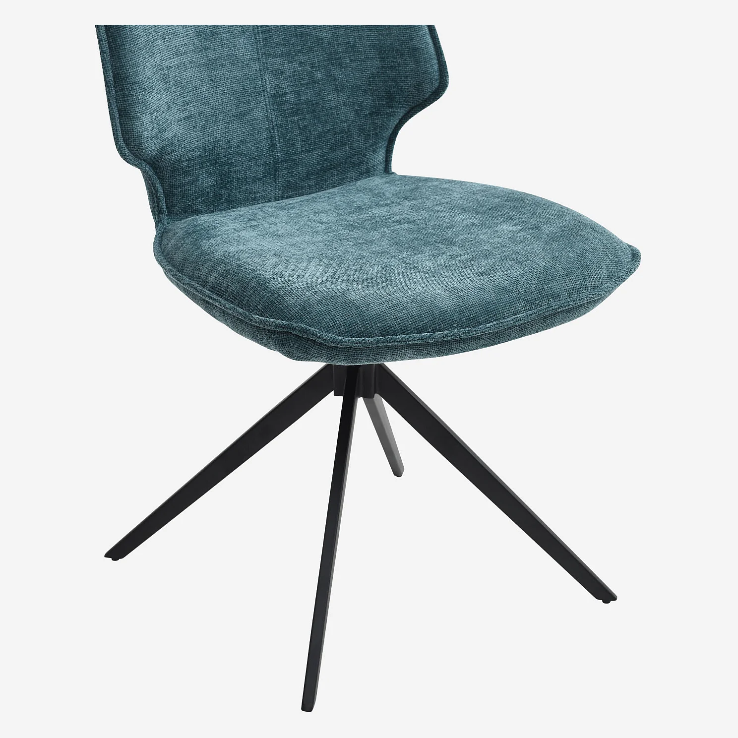 Lot de 2 chaises pivotantes en tissu chenille et métal noir - Bleu canard - 6