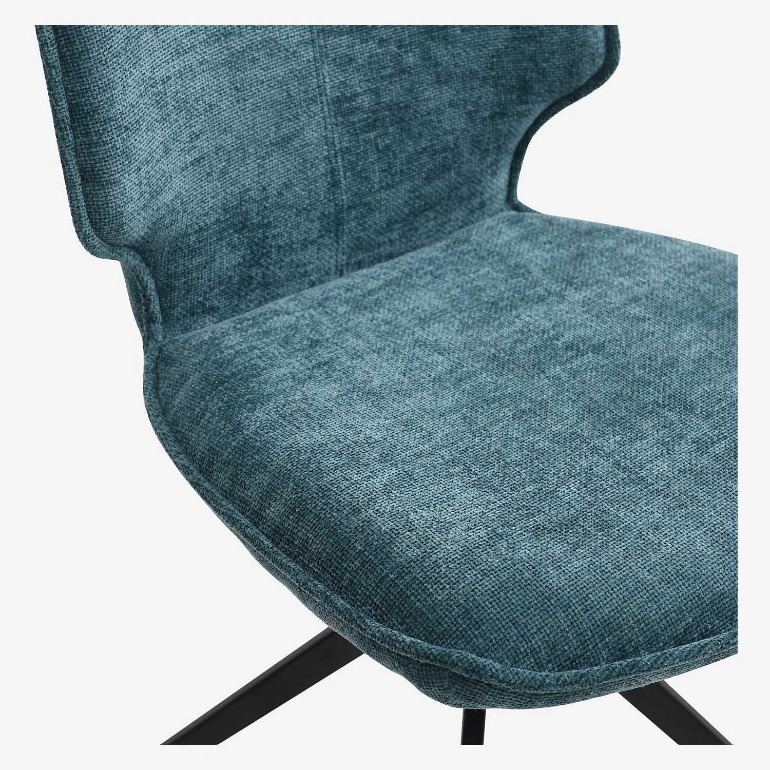 Lot de 2 chaises pivotantes en tissu chenille et métal noir - Bleu canard - 3