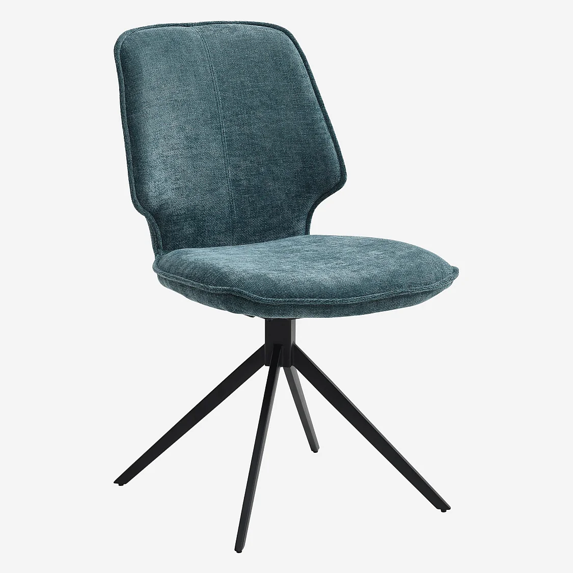 Lot de 2 chaises pivotantes en tissu chenille et métal noir - Bleu canard - 2