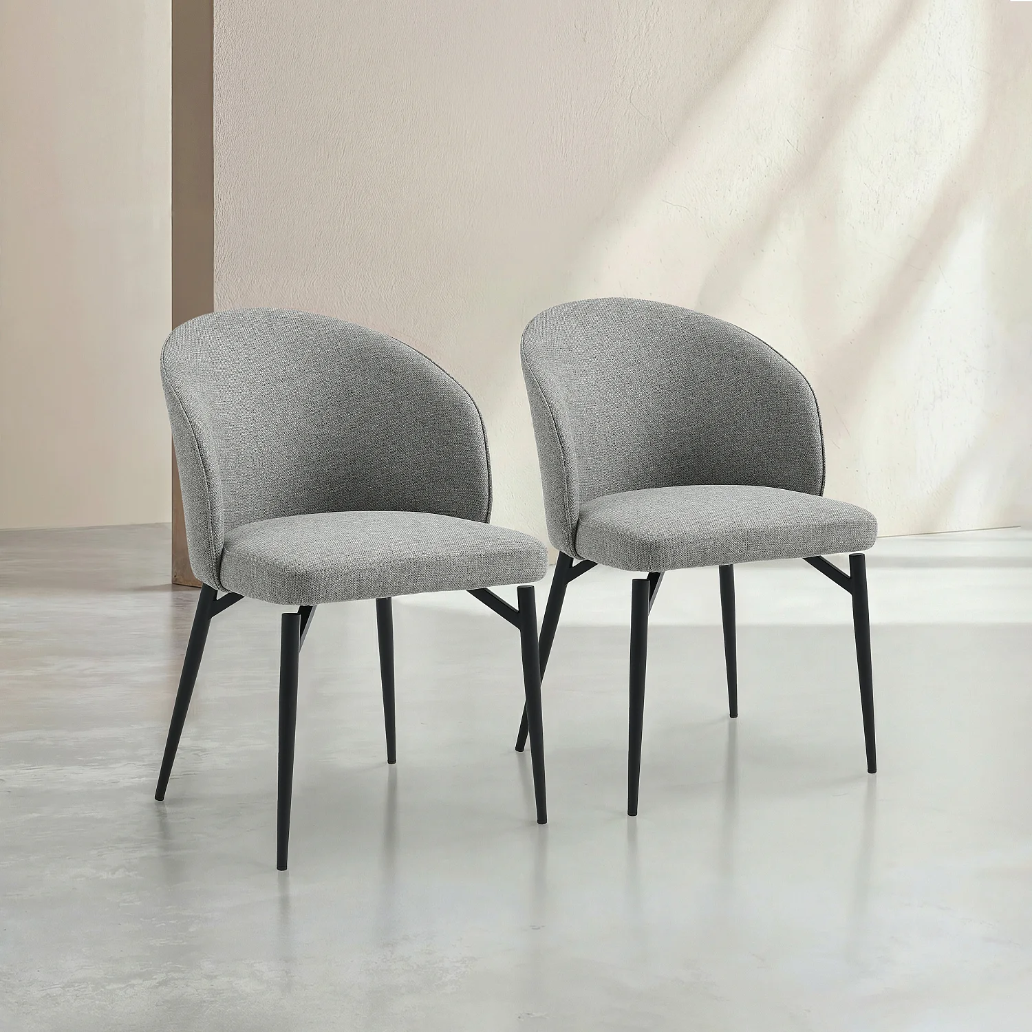 Stuhl 2er-Set - Stoff und Metall - Schiefergrau - 2