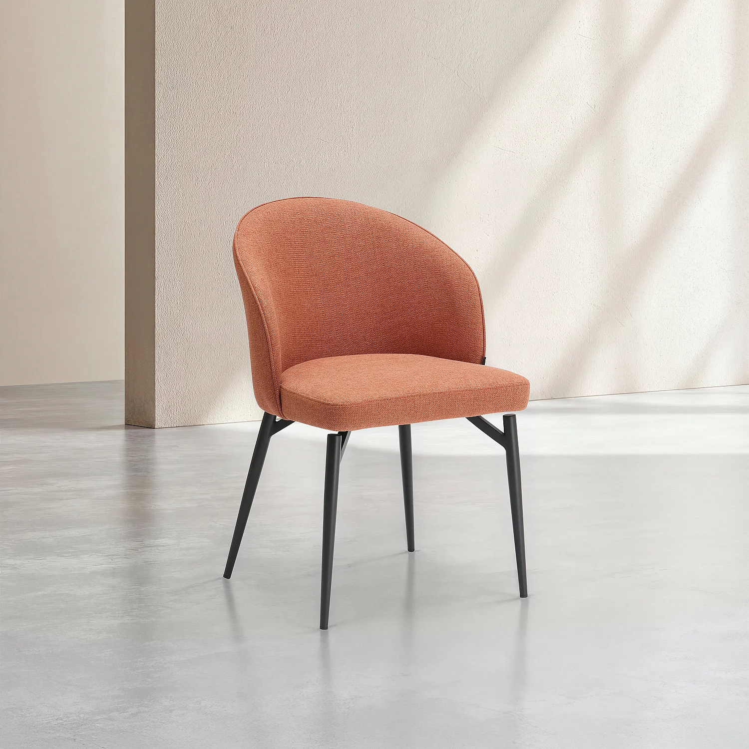 Conjunto de 2 sillas de tejido y metal - Terracota - 7