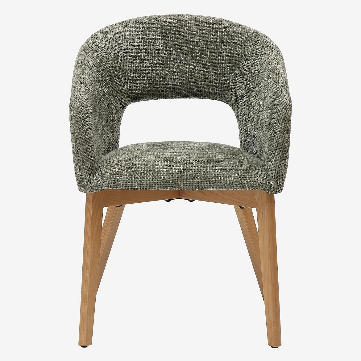 Stuhl 2er-Set - Chenille-Stoff und Massivholz - mit Armlehnen - Grün und Eiche - 6