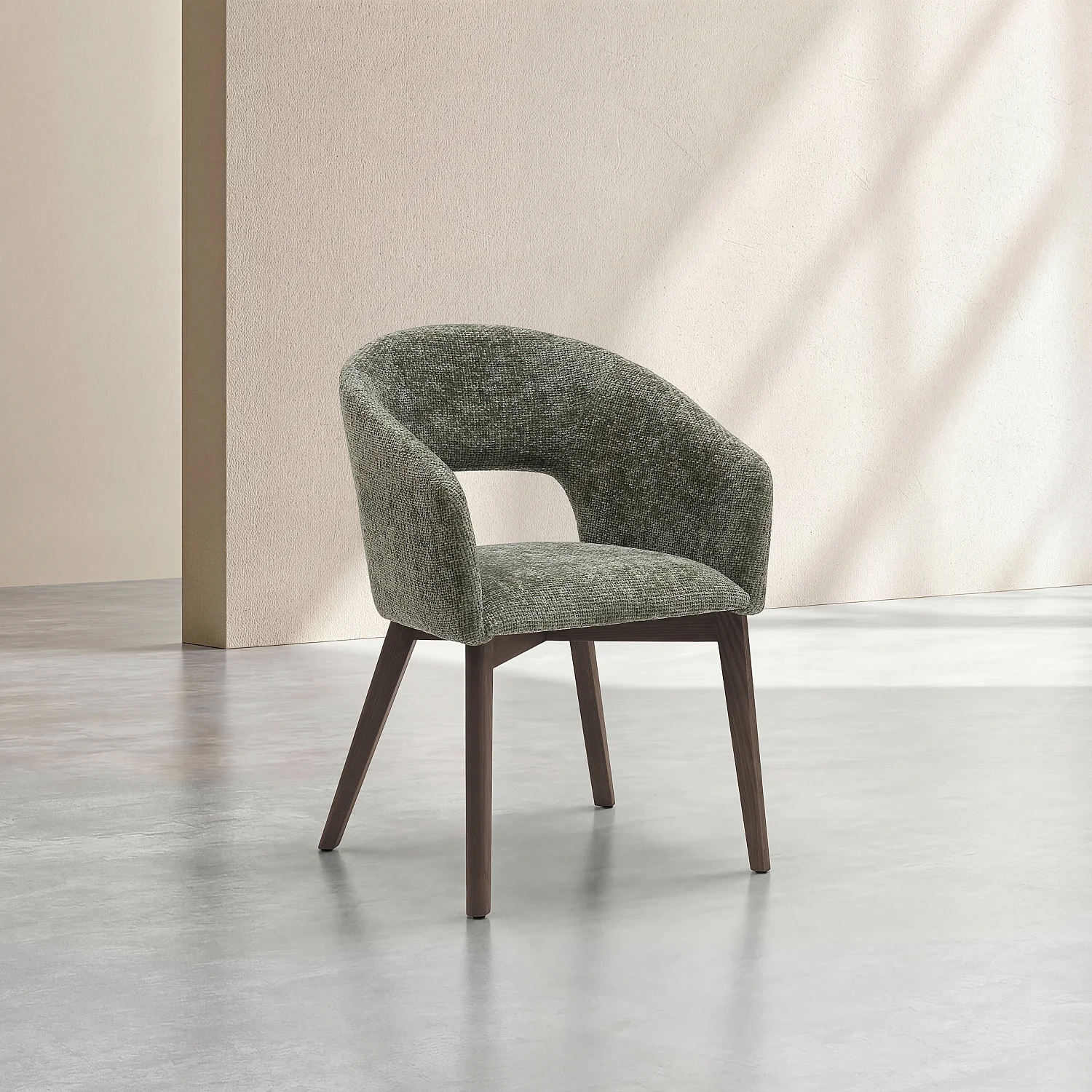 Set van 2 fauteuils van fluweel en massief hout met armleuningen - Groen en walnoot - 9