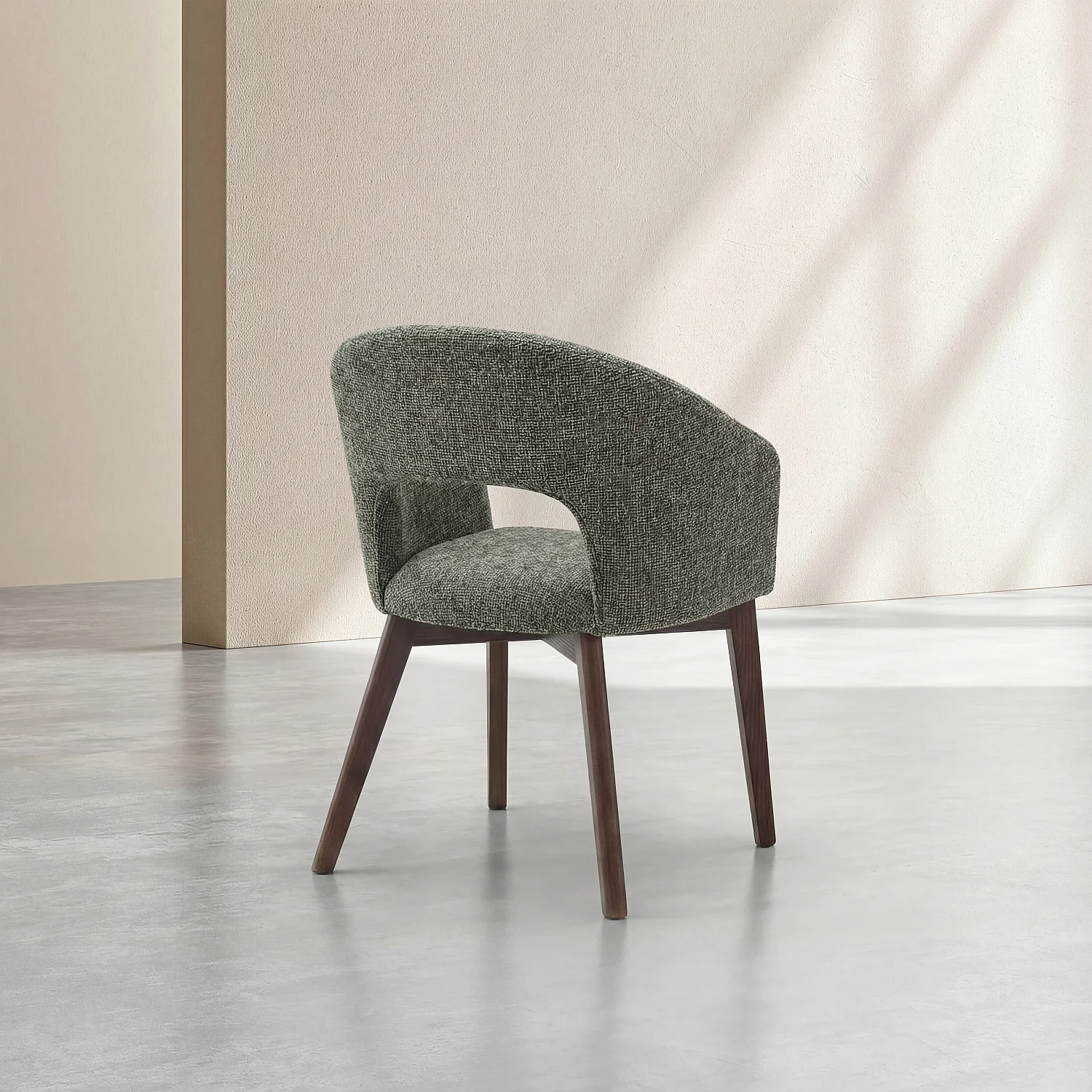 Set van 2 fauteuils van fluweel en massief hout met armleuningen - Groen en walnoot - 7