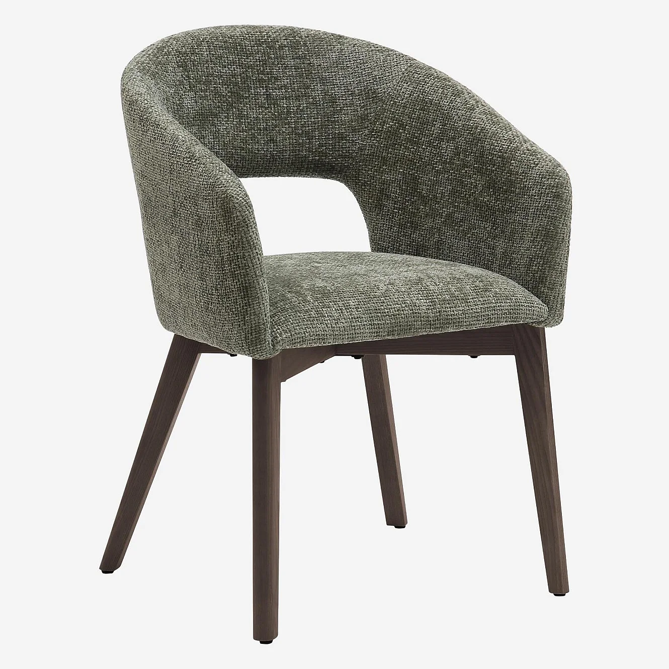 Set van 2 fauteuils van fluweel en massief hout met armleuningen - Groen en walnoot - 2