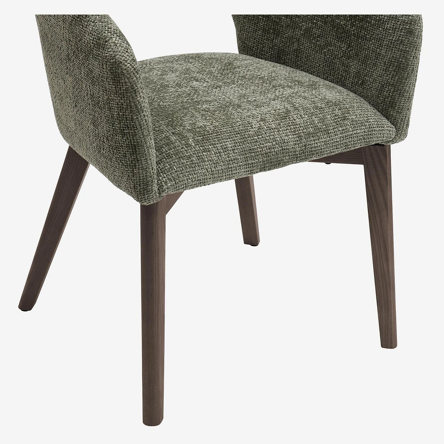 Set van 2 fauteuils van fluweel en massief hout met armleuningen - Groen en walnoot - 8