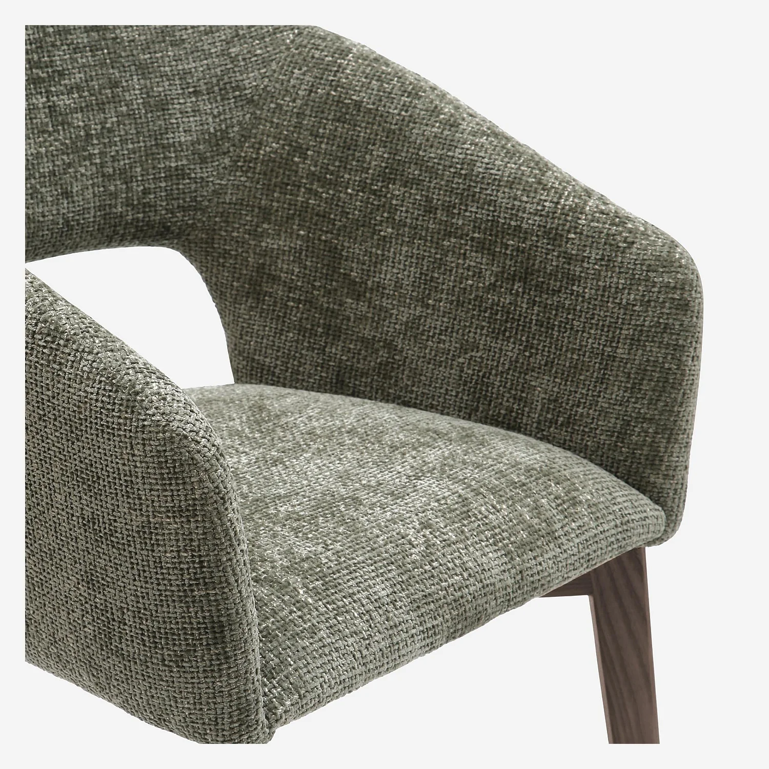 Set van 2 fauteuils van fluweel en massief hout met armleuningen - Groen en walnoot - 5