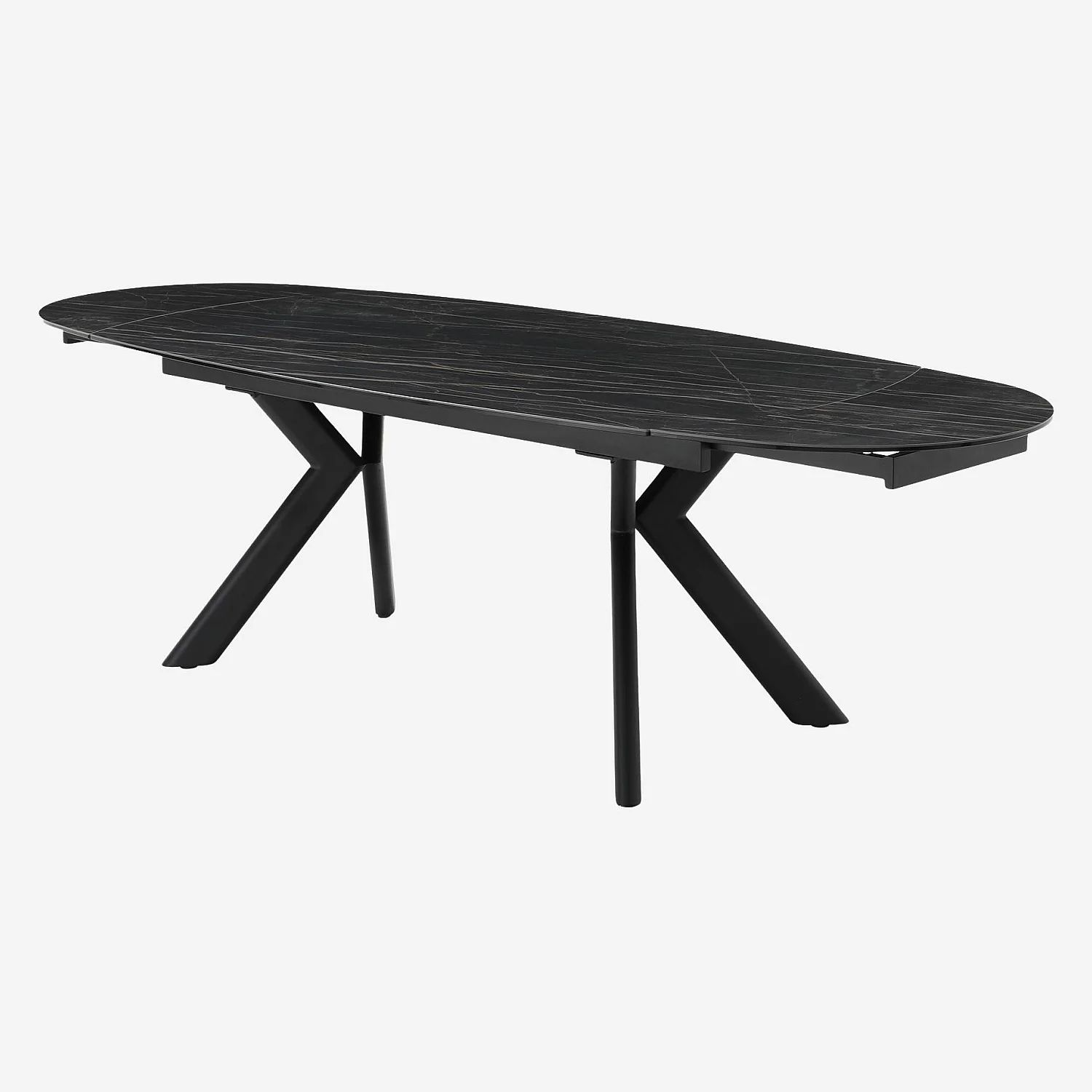 Table ovale extensible en céramique - Noir mat - 10