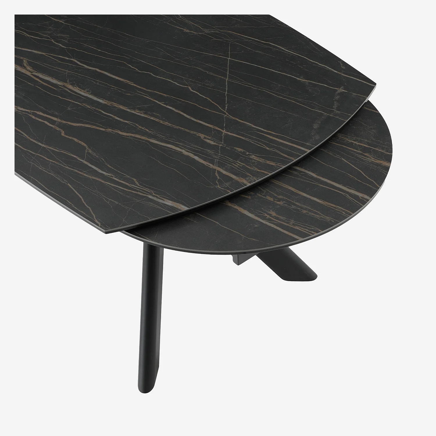 Table ovale extensible en céramique - Noir mat - 11