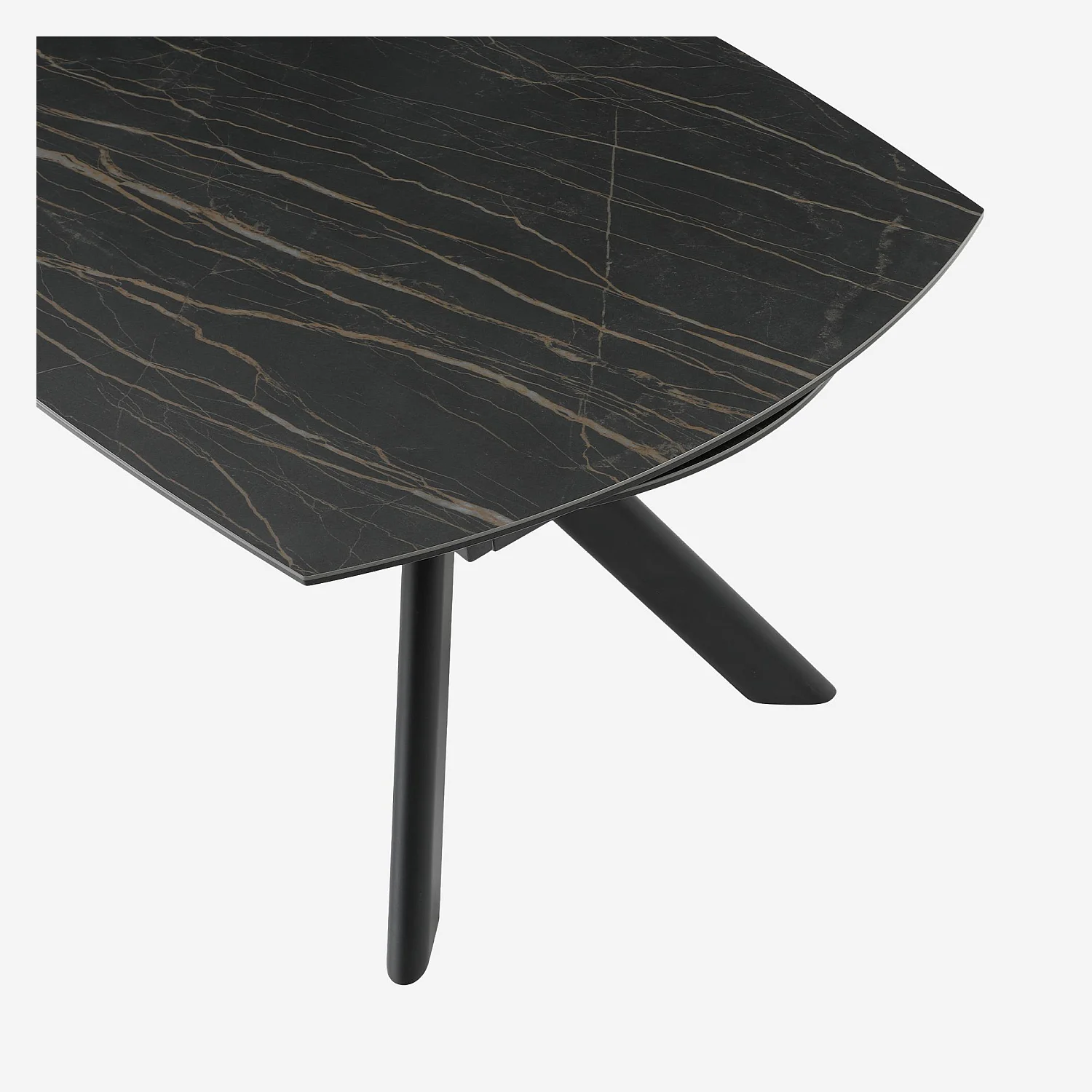 Table ovale extensible en céramique - Noir mat - 12