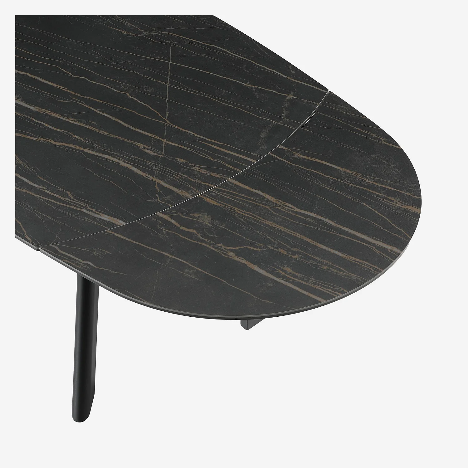Table ovale extensible en céramique - Noir mat - 4