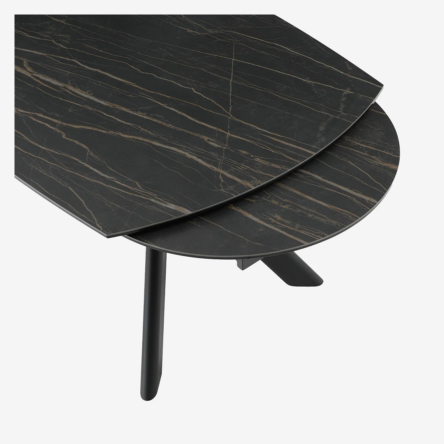 Table ovale extensible en céramique - Noir mat - 11