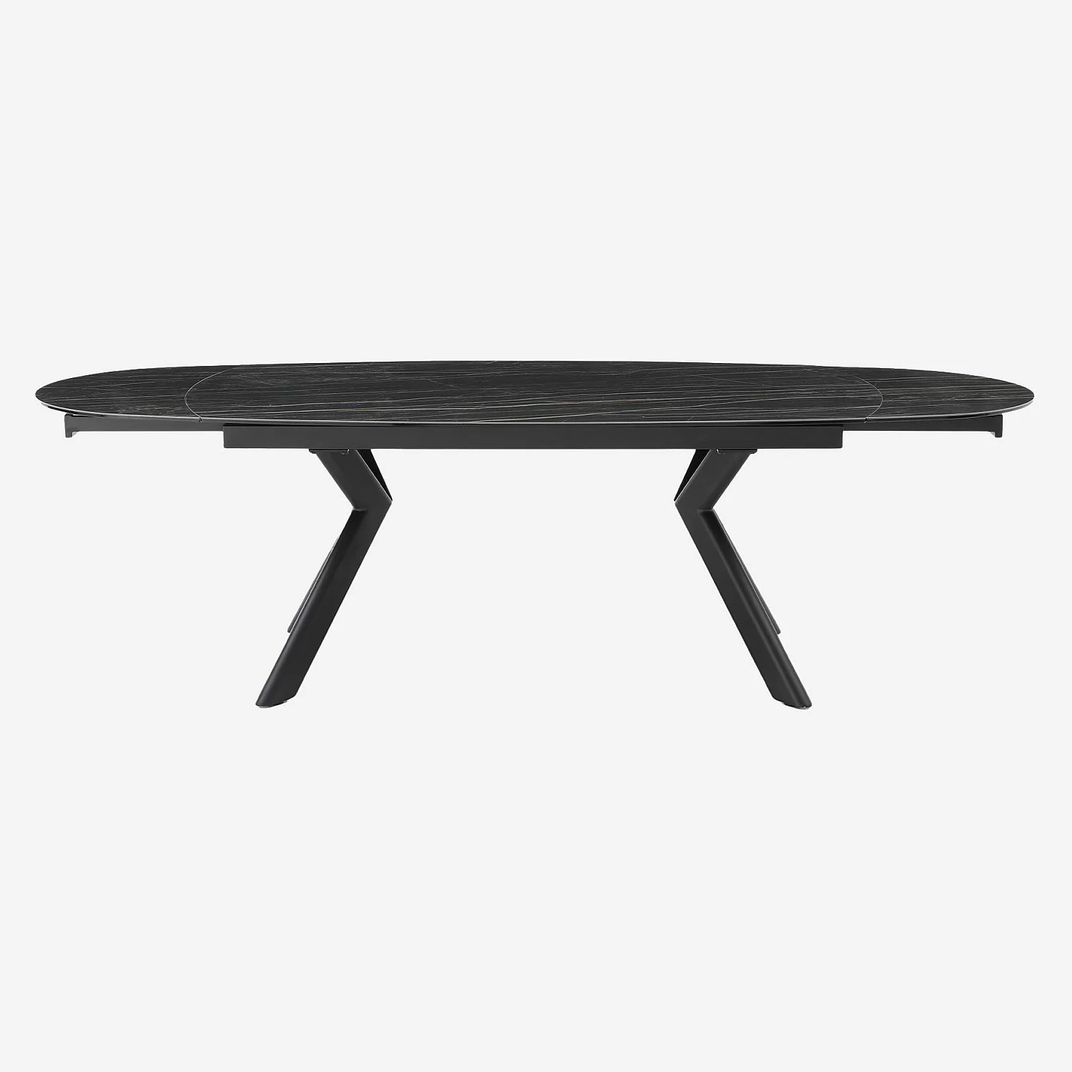 Table ovale extensible en céramique - Noir mat - 9
