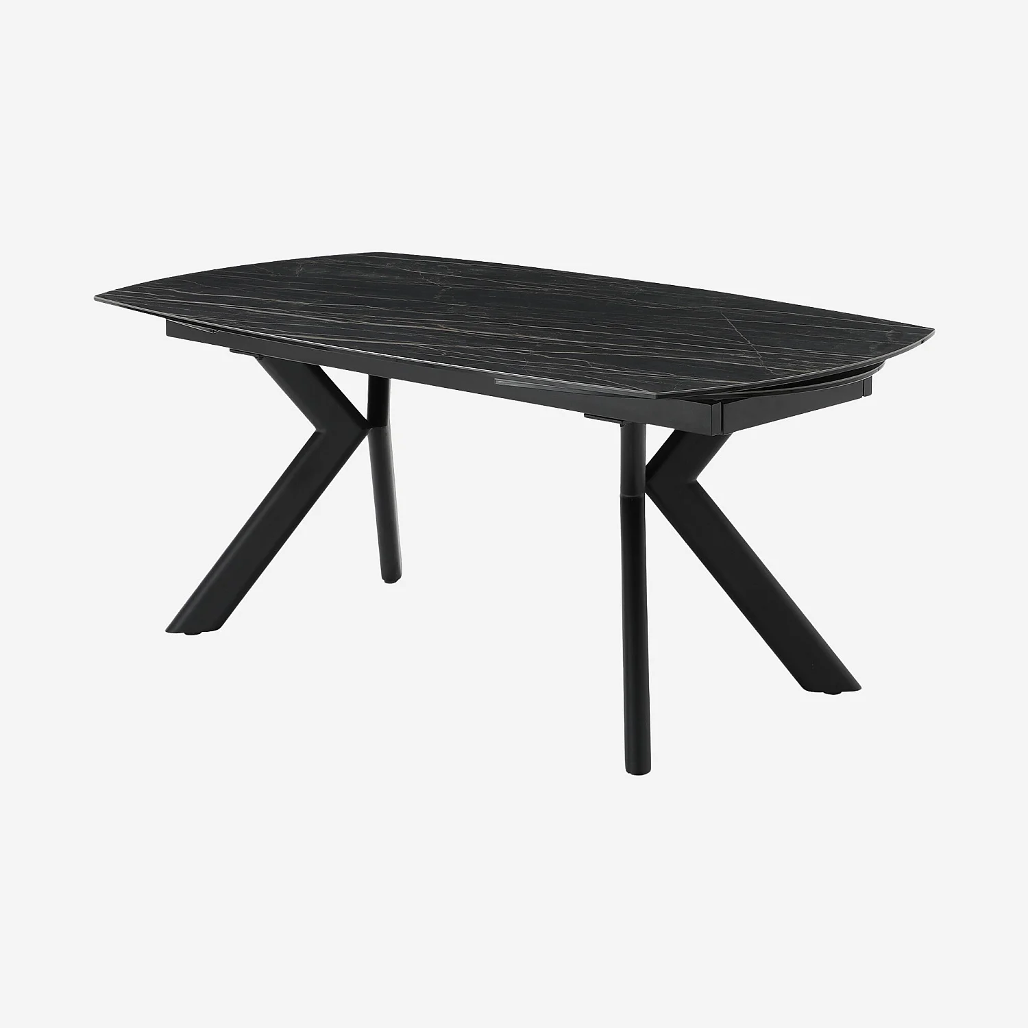Table ovale extensible en céramique - Noir mat - 6