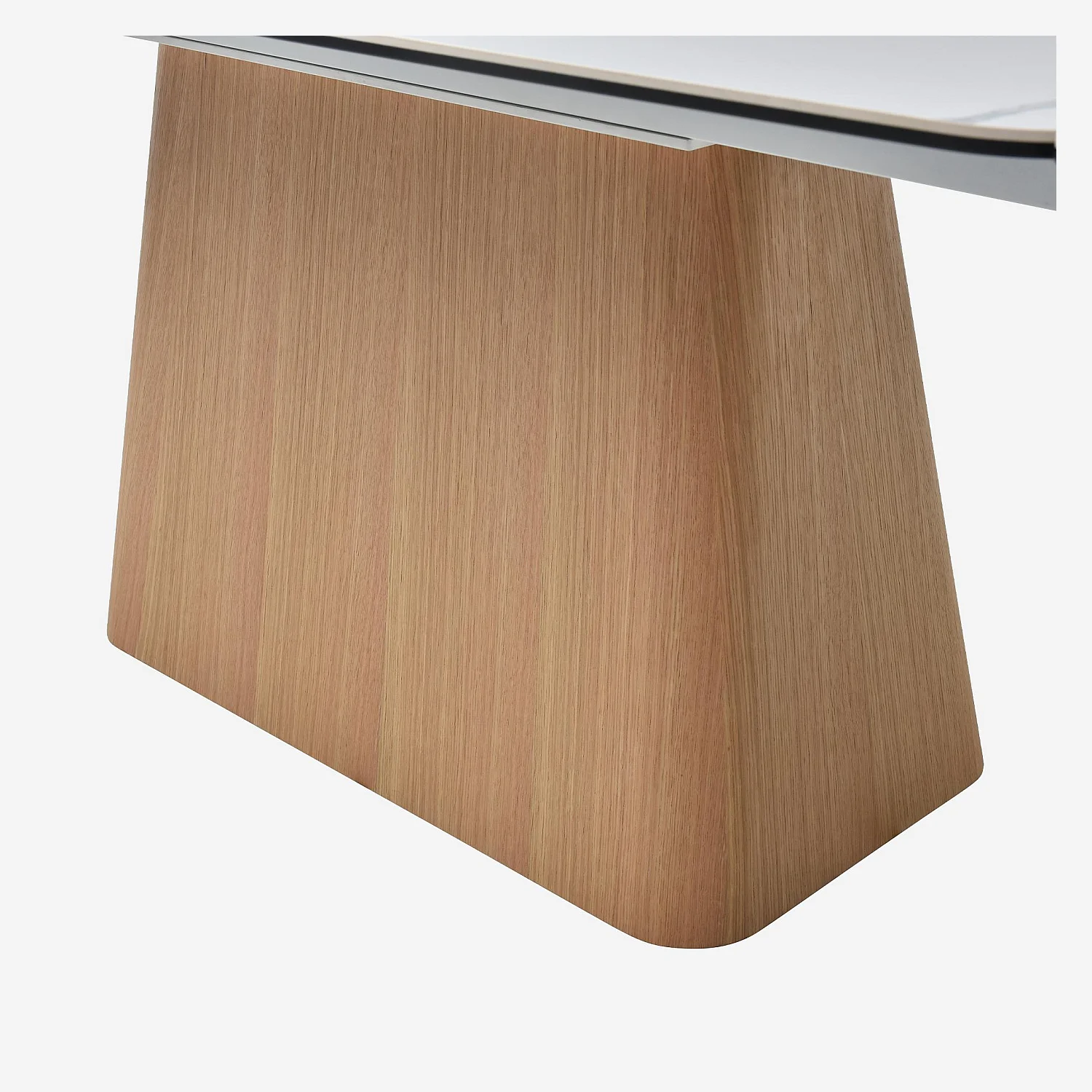 Table rectangulaire extensible en céramique et pied finition chêne - Blanc - 8