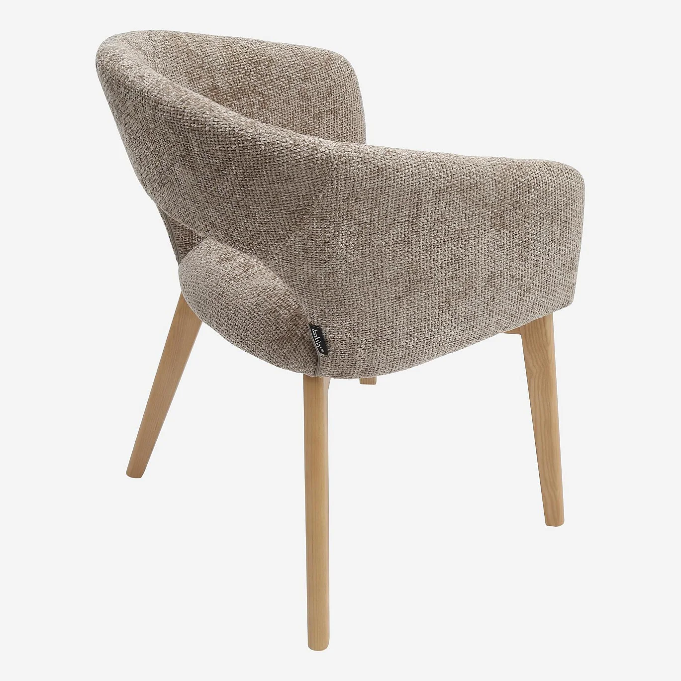 Lot de 2 chaises en tissu chenille et bois massif avec accoudoirs - Beige et chêne - 8