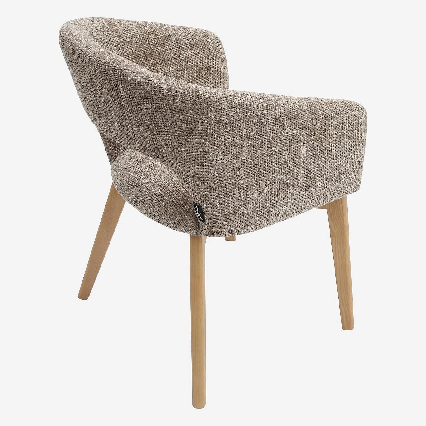 Stuhl 2er-Set - Chenille-Stoff und Massivholz - mit Armlehnen - Beige und Eiche - 8