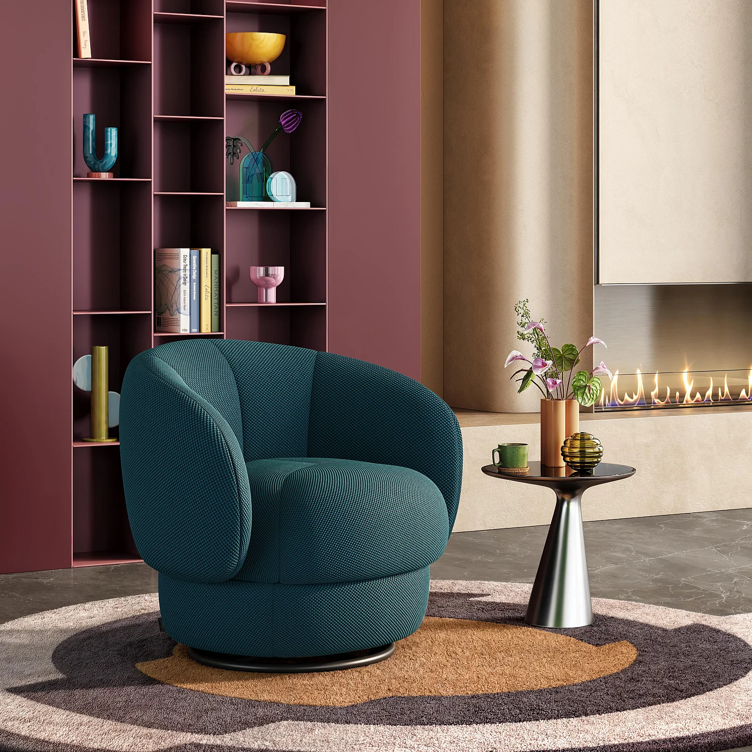 Drehsessel - 3D-Gewebe - Blaugrün - 1