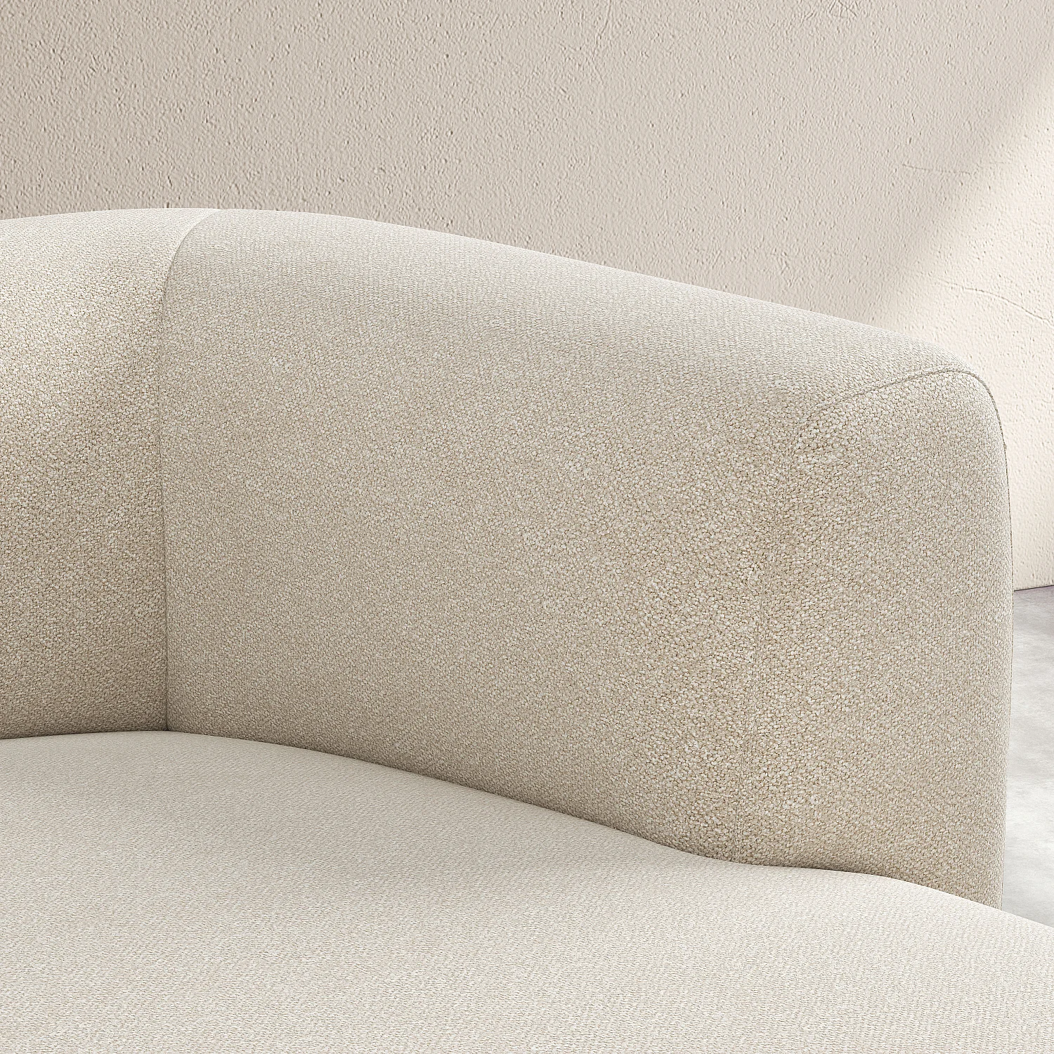 Grand canapé d'angle droit en tissu texturé - Beige vanille - Design by Federica Francini - 3