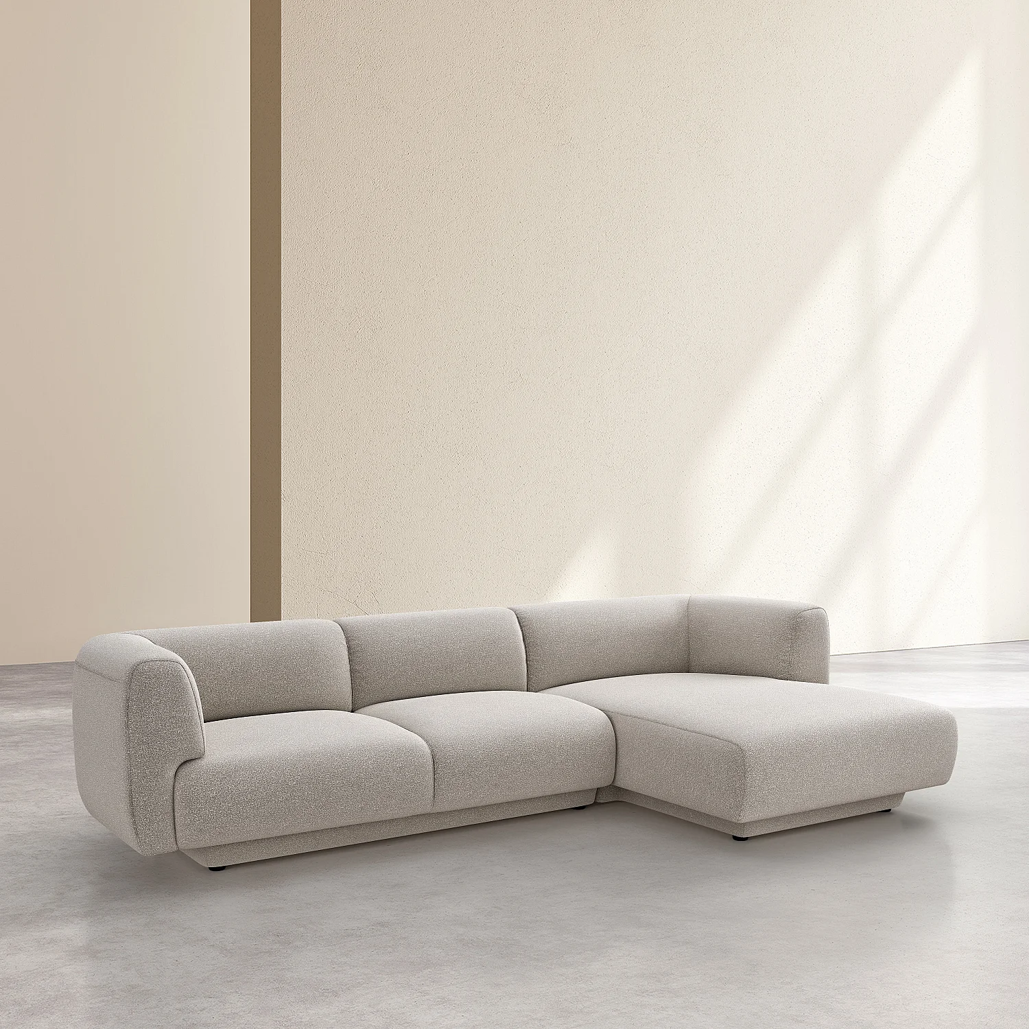 Grand canapé d'angle droit en tissu texturé - Grège - Design by Federica Francini - 5
