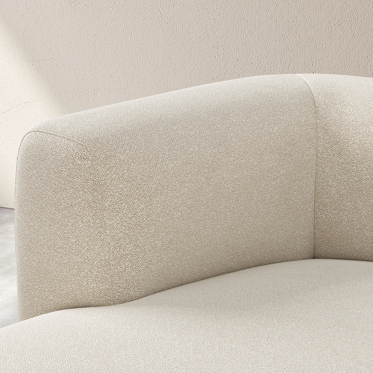 Grand canapé d'angle gauche en tissu texturé - Beige vanille - Design by Federica Francini - 3