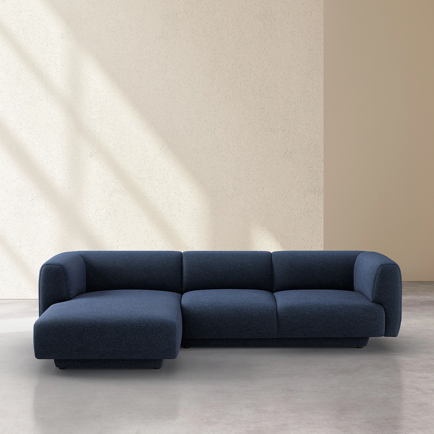 Grand canapé d'angle gauche en tissu texturé - Bleu marine - Design by Federica Francini - 2