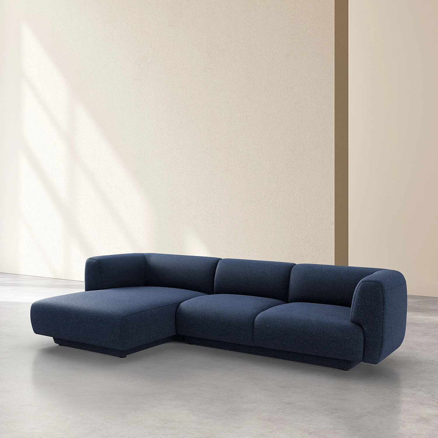 Grand canapé d'angle gauche en tissu texturé - Bleu marine - Design by Federica Francini - 5