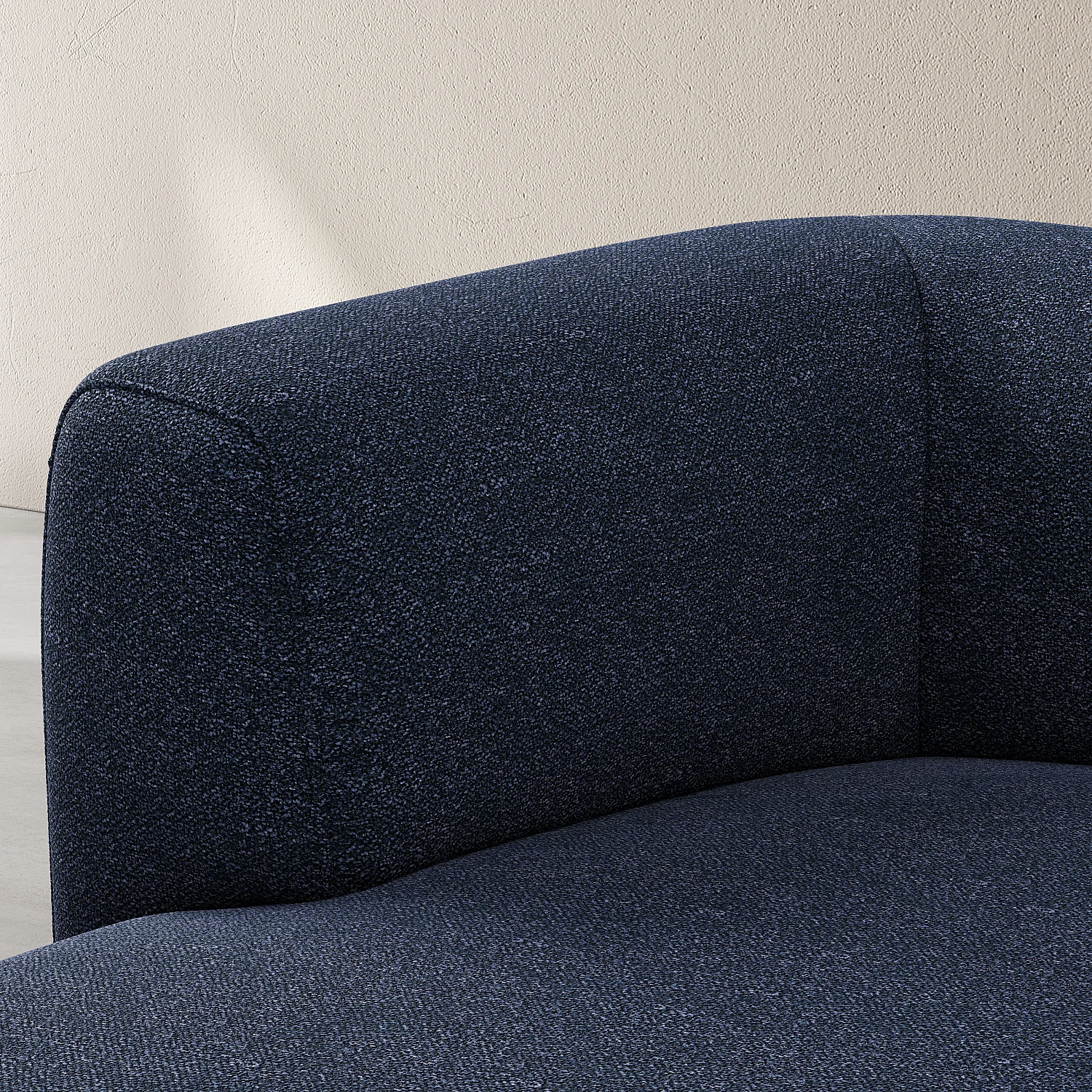 Grand canapé d'angle gauche en tissu texturé - Bleu marine - Design by Federica Francini - 3