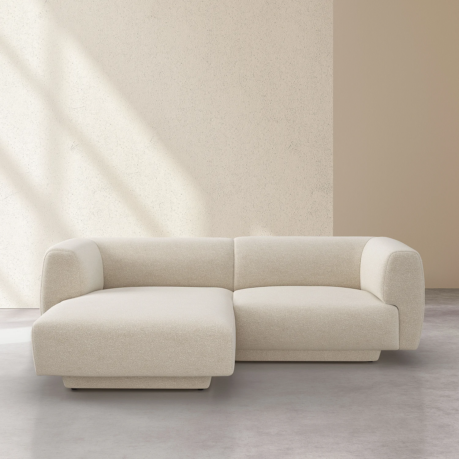 Canapé d'angle gauche en tissu texturé - Beige vanille - Design by Federica Francini - 2