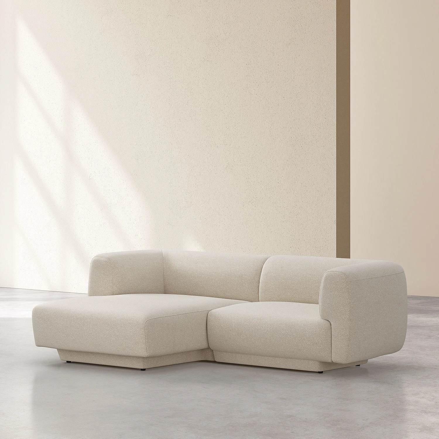 Canapé d'angle gauche en tissu texturé - Beige vanille - Design by Federica Francini - 5