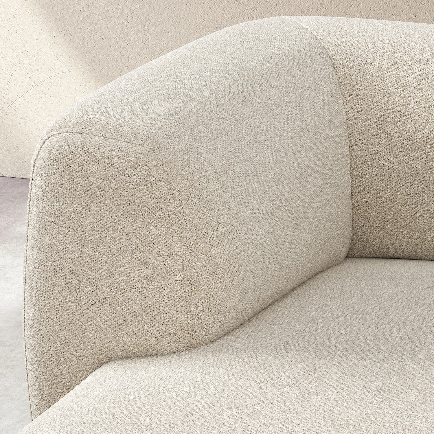 Canapé d'angle gauche en tissu texturé - Beige vanille - Design by Federica Francini - 3