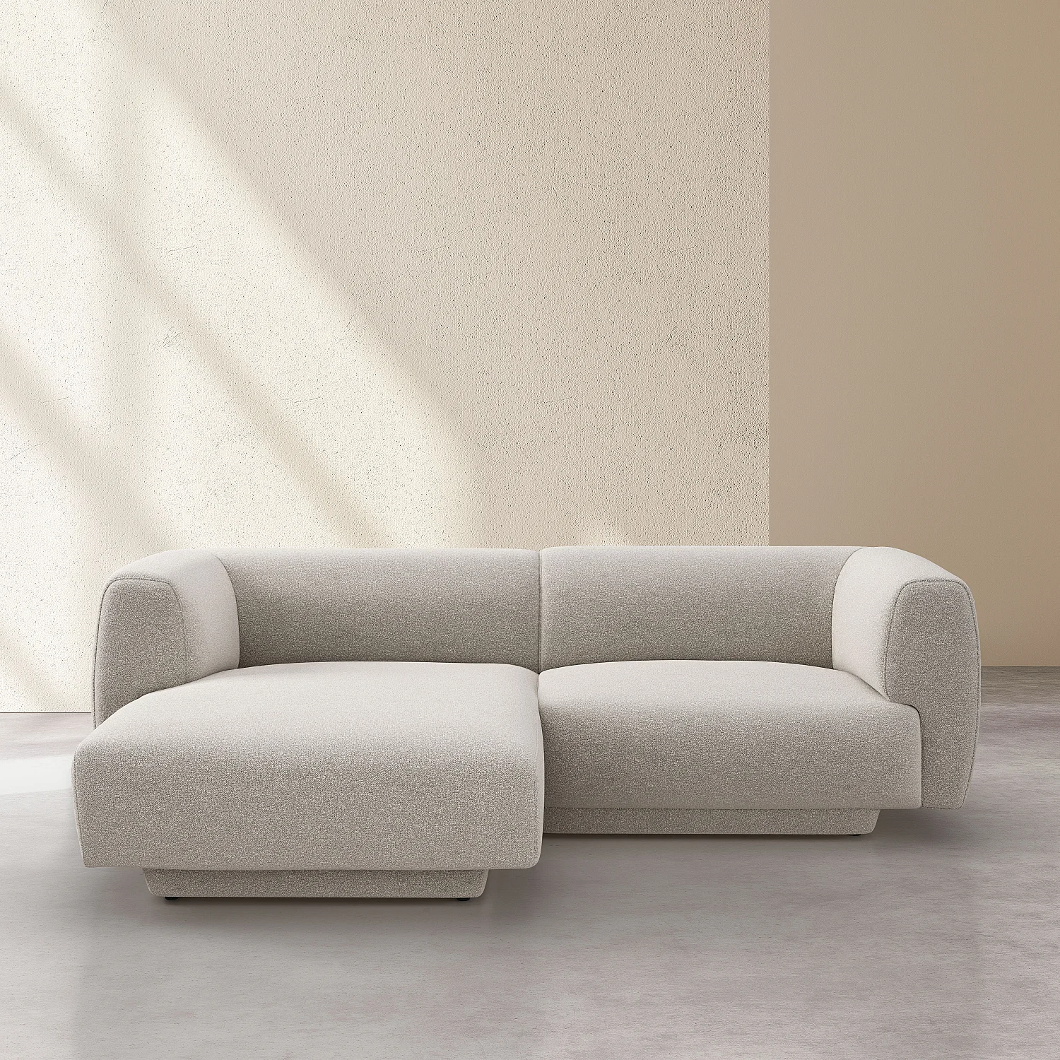 Canapé d'angle gauche en tissu texturé - Grège - Design by Federica Francini - 2