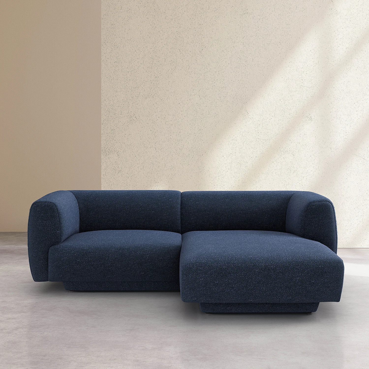 Hoekbank recht met 3 zitplaatsen in gestructureerde stof - Marineblauw - Design by Federica Francini - 2