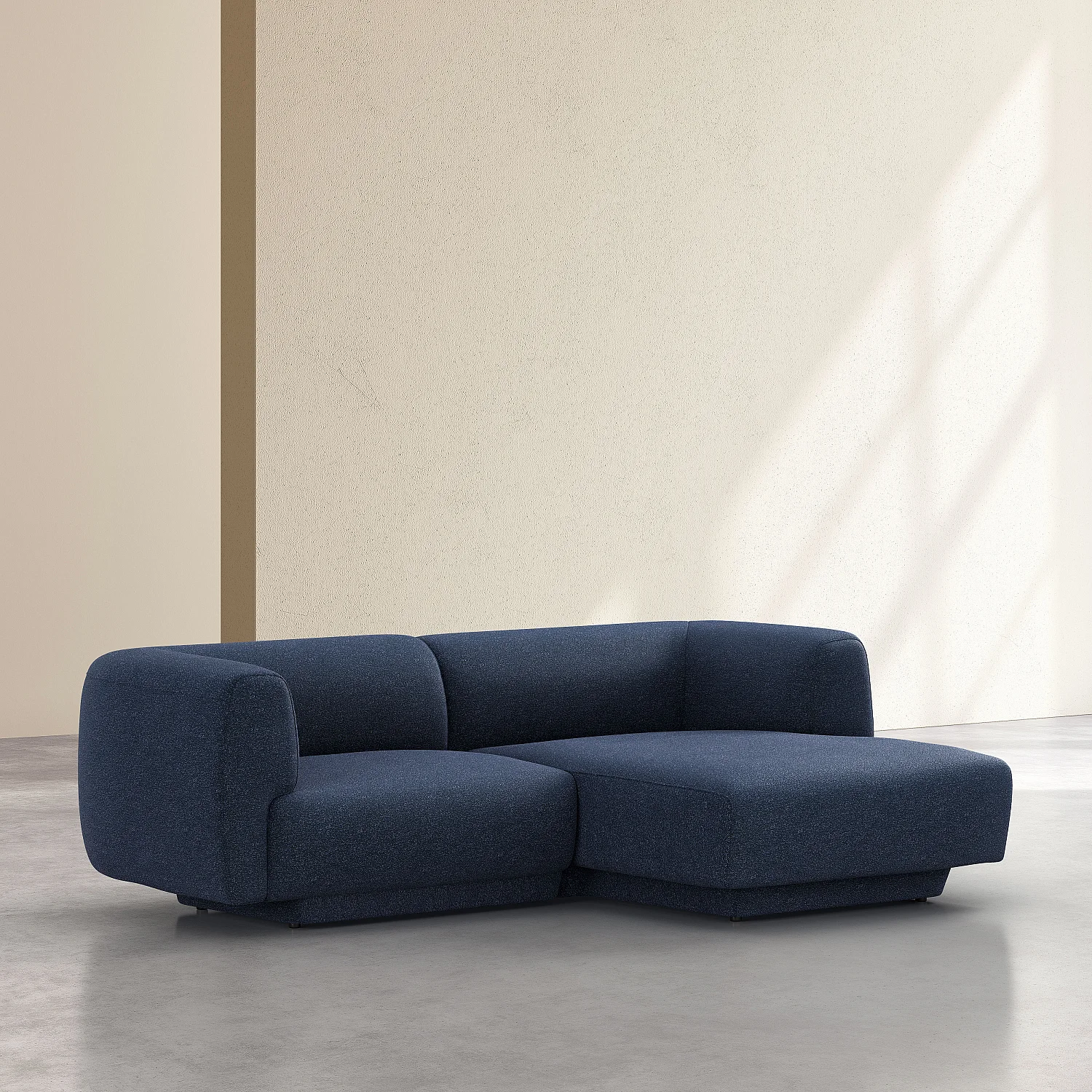 Hoekbank recht met 3 zitplaatsen in gestructureerde stof - Marineblauw - Design by Federica Francini - 5