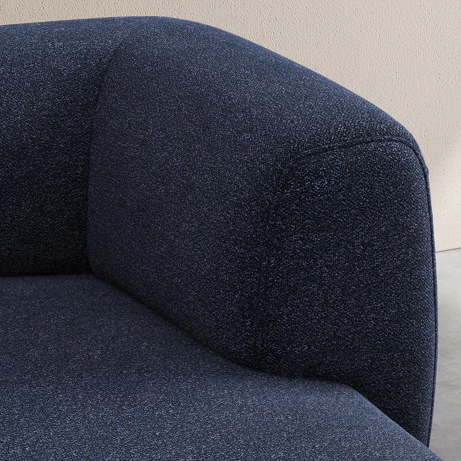 Hoekbank recht met 3 zitplaatsen in gestructureerde stof - Marineblauw - Design by Federica Francini - 3