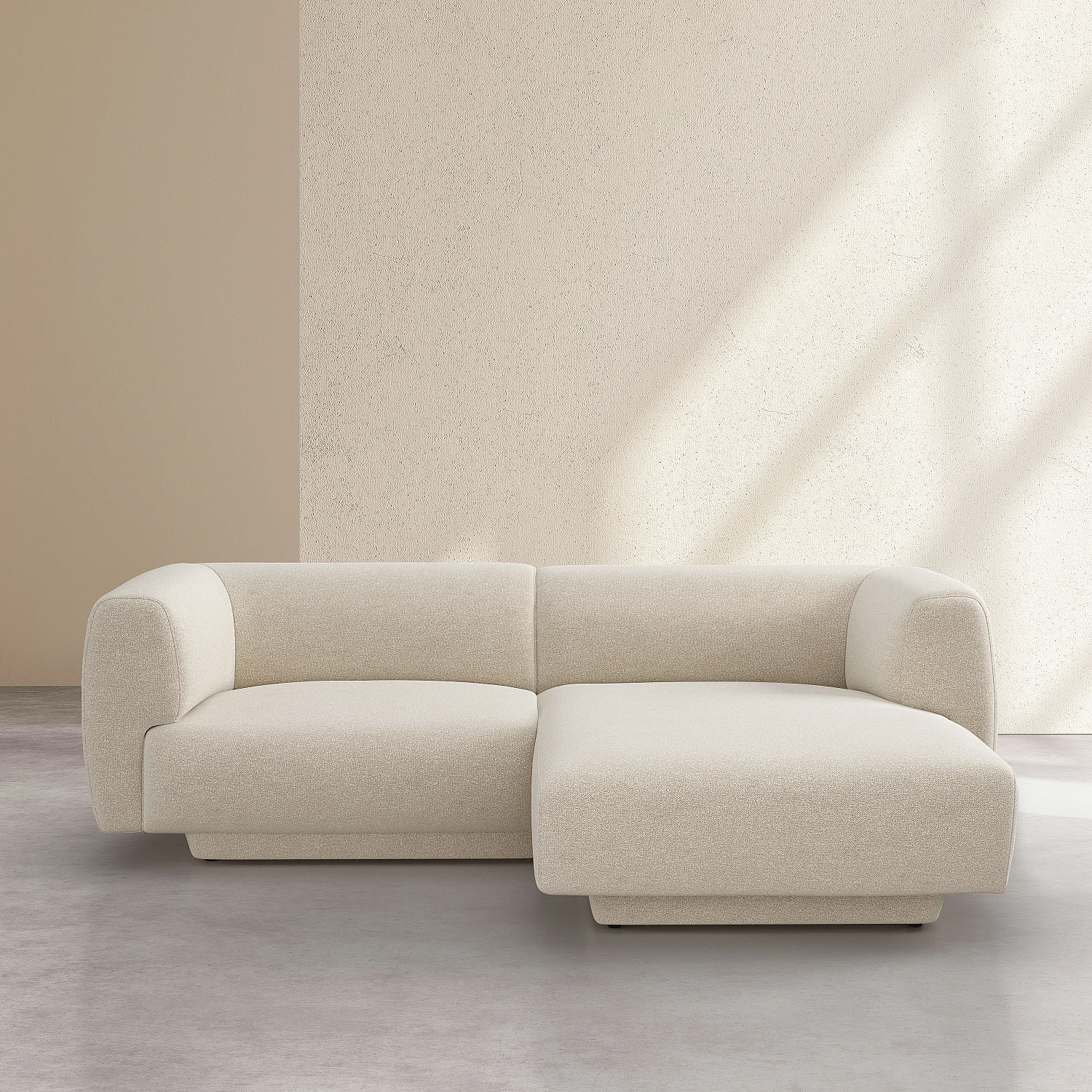 Hoekbank recht met 3 zitplaatsen in gestructureerde stof - Vanille Beige - Design by Federica Francini - 2