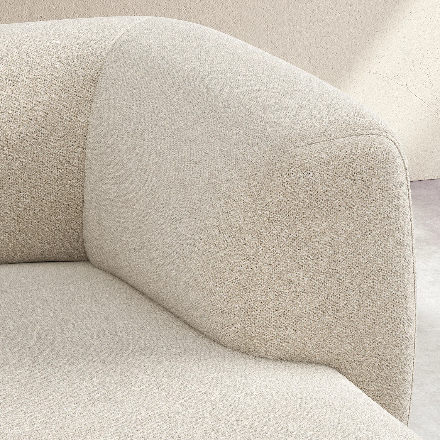 Hoekbank recht met 3 zitplaatsen in gestructureerde stof - Vanille Beige - Design by Federica Francini - 3