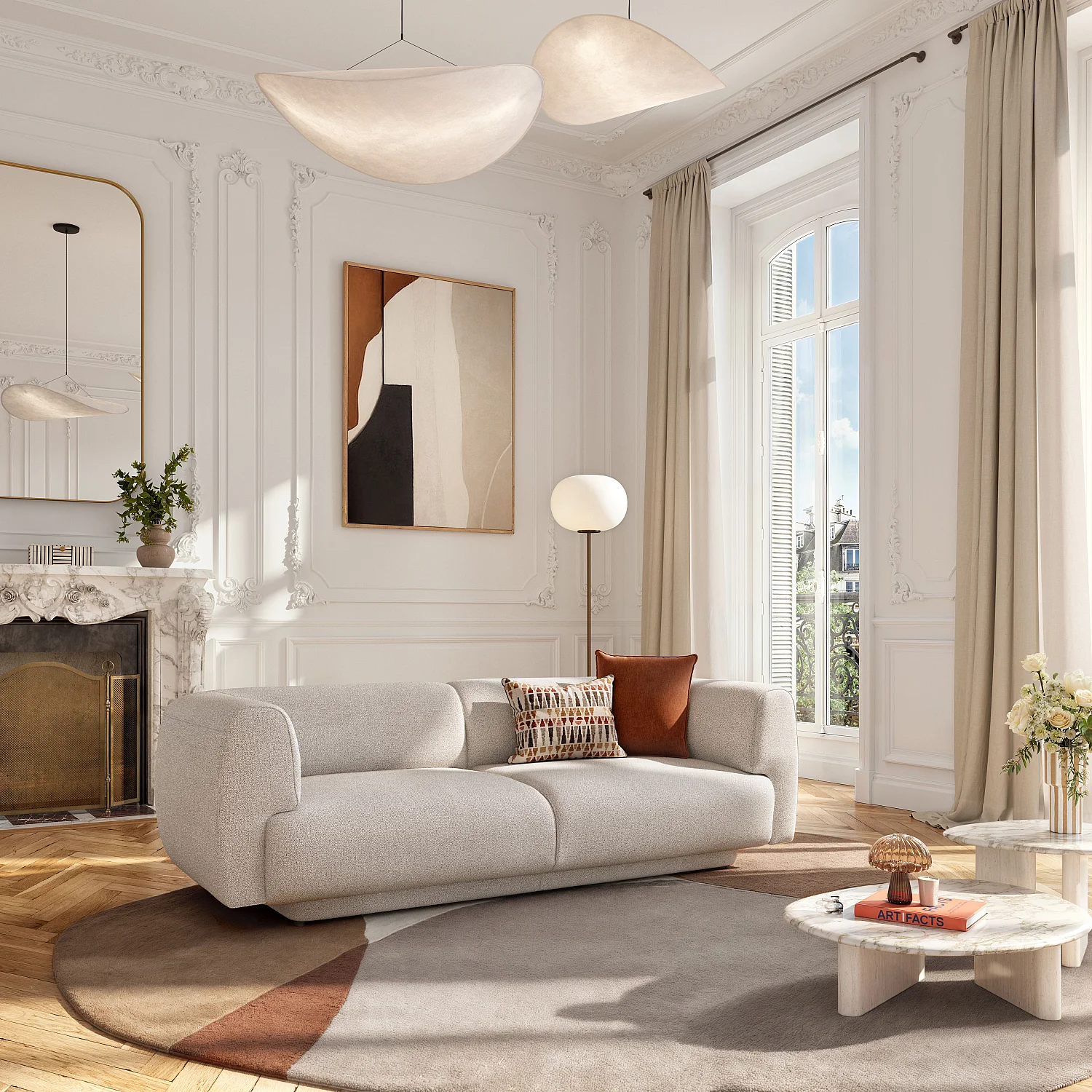 Canapé 3 places en tissu texturé - Grège - Design by Federica Francini - 1