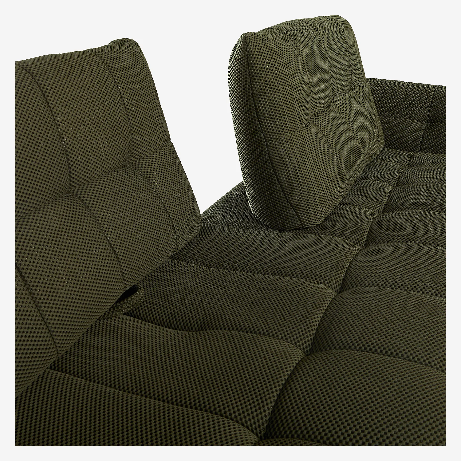 Divano a 3 posti in tessuto 3D con schienale regolabile in avanti e indietro - Verde kaki - Design di Roberto Bendini - 9