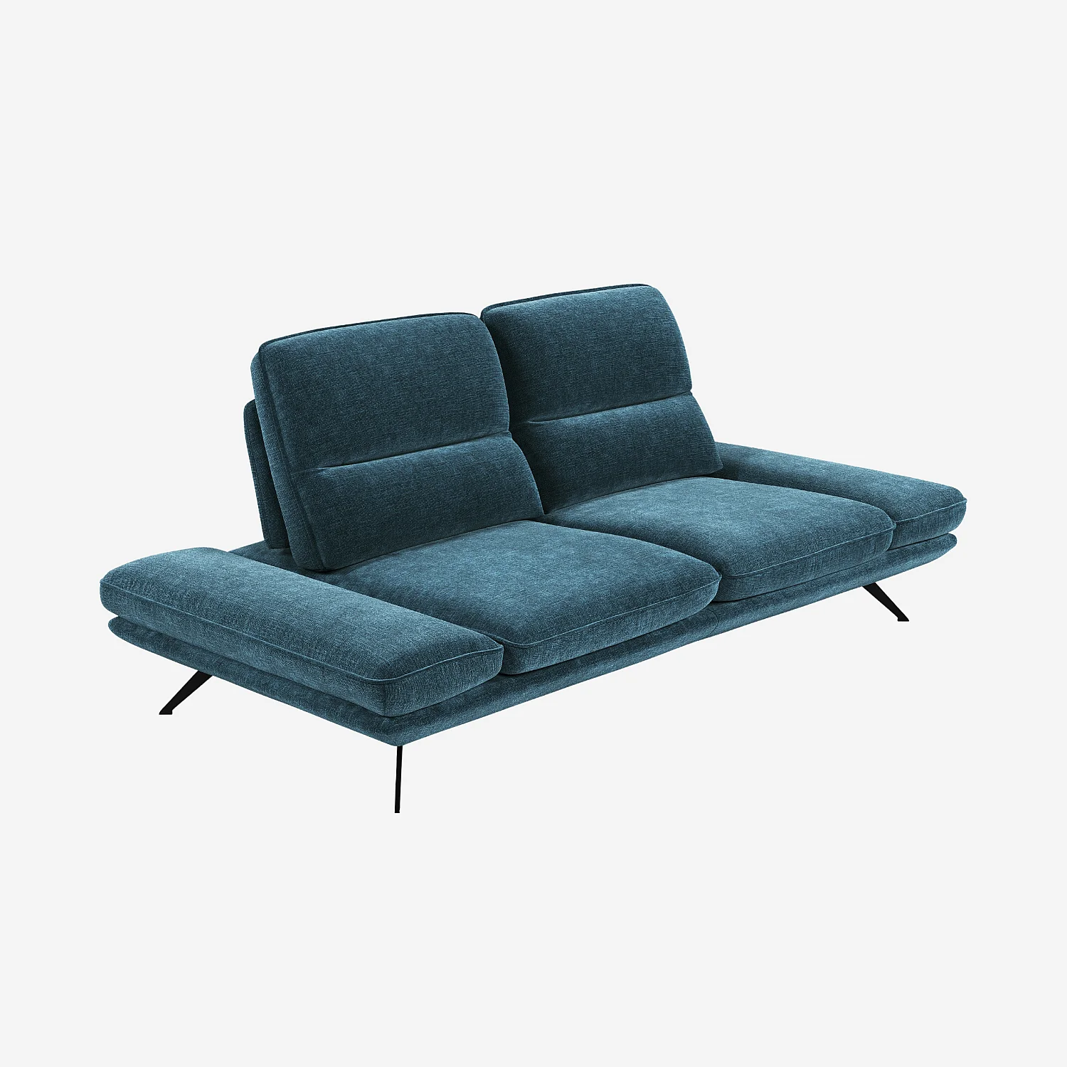 Canapé 3 places en tissu avec dossier avance-recule - Bleu canard - 11