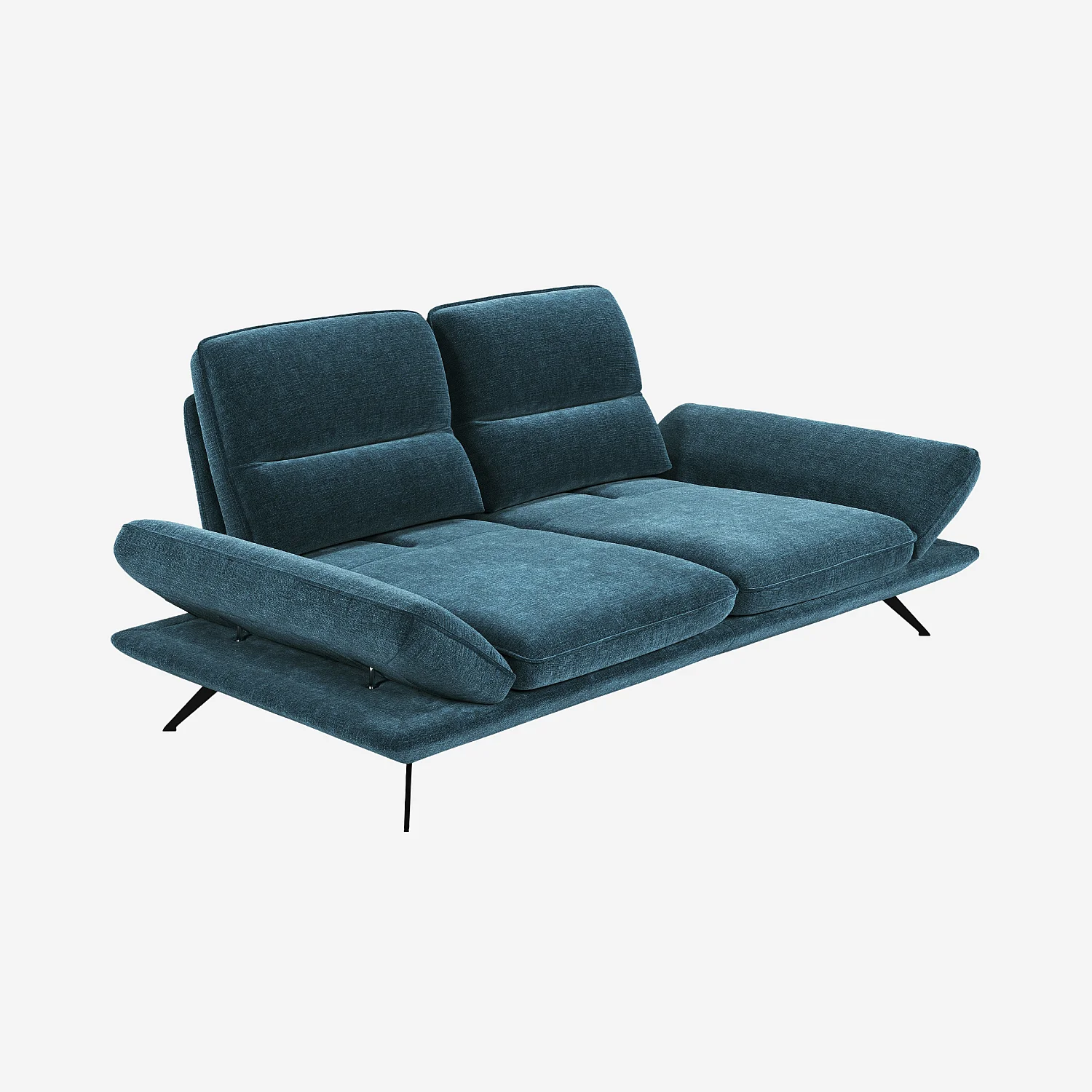 Canapé 3 places en tissu avec dossier avance-recule - Bleu canard - 12