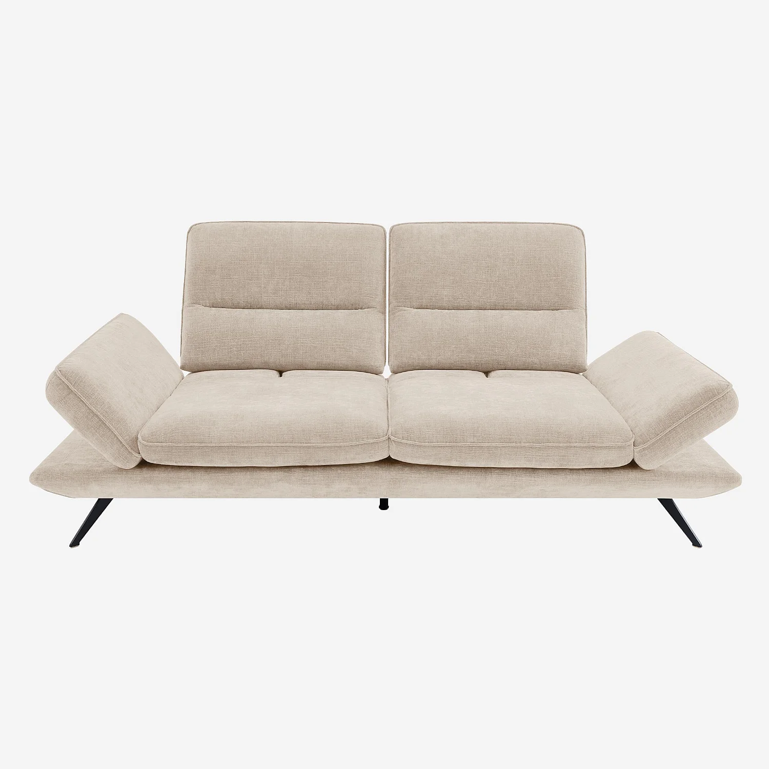 Sofa 3-Sitzer - mit verstellbarer Rückenlehne - Stoff - Cremefarben - 2