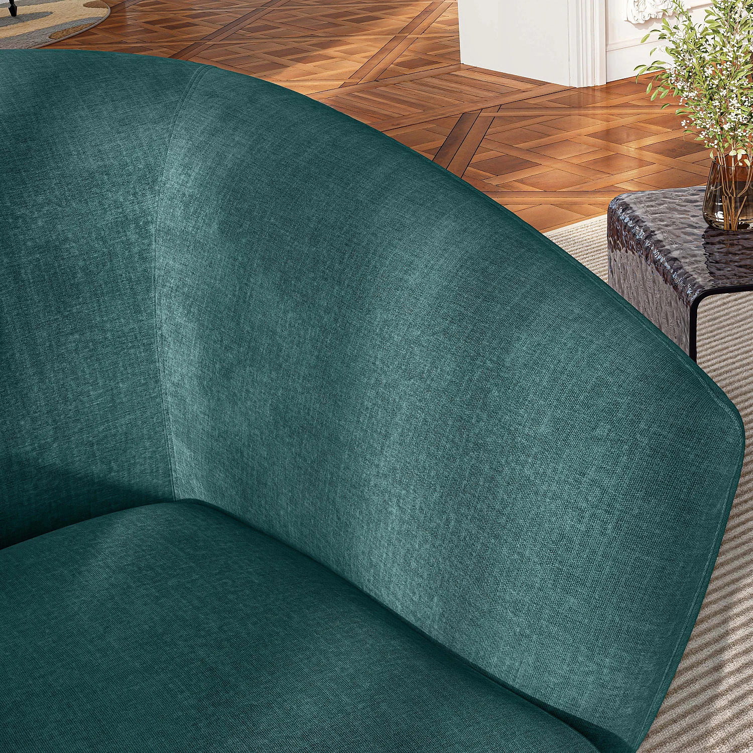 Fauteuil en tissu - Bleu canard - Design by Nicole Aptel - 7