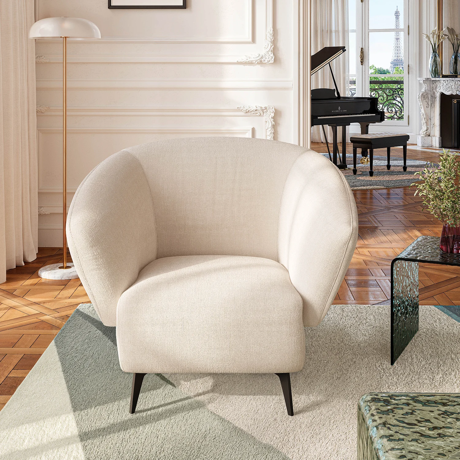 Fauteuil en tissu - Crème - Design by Nicole Aptel - 10