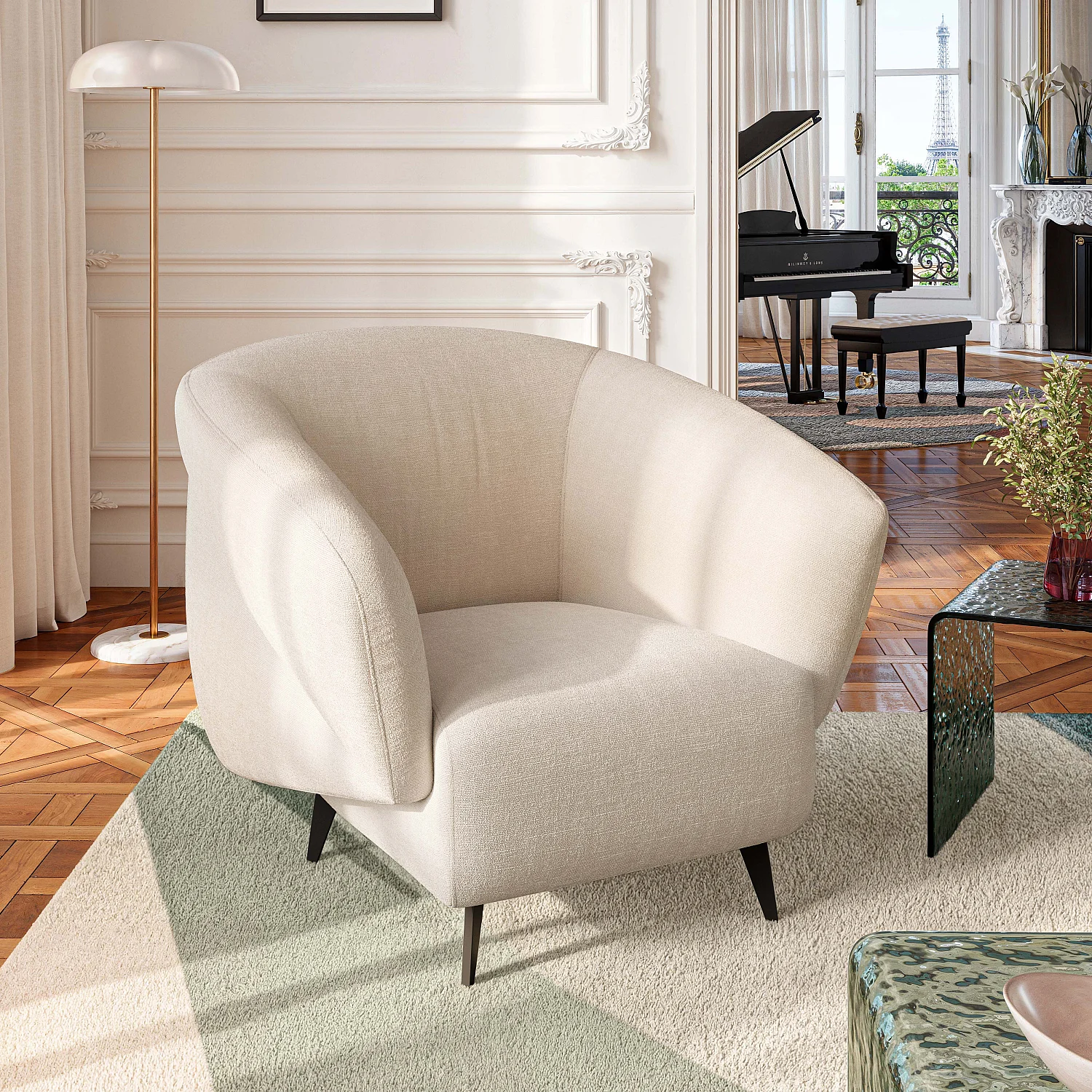 Fauteuil en tissu - Crème - Design by Nicole Aptel - 1