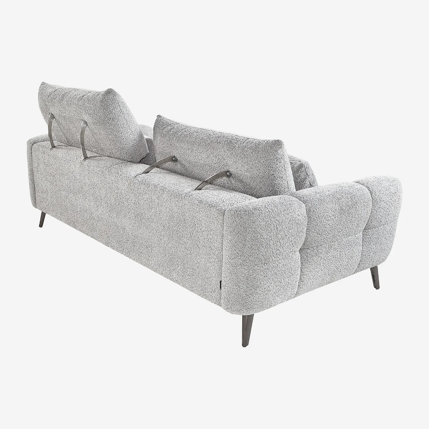 Sofá 3 plazas elevable en tejido boucle corto - Gris hielo - 12