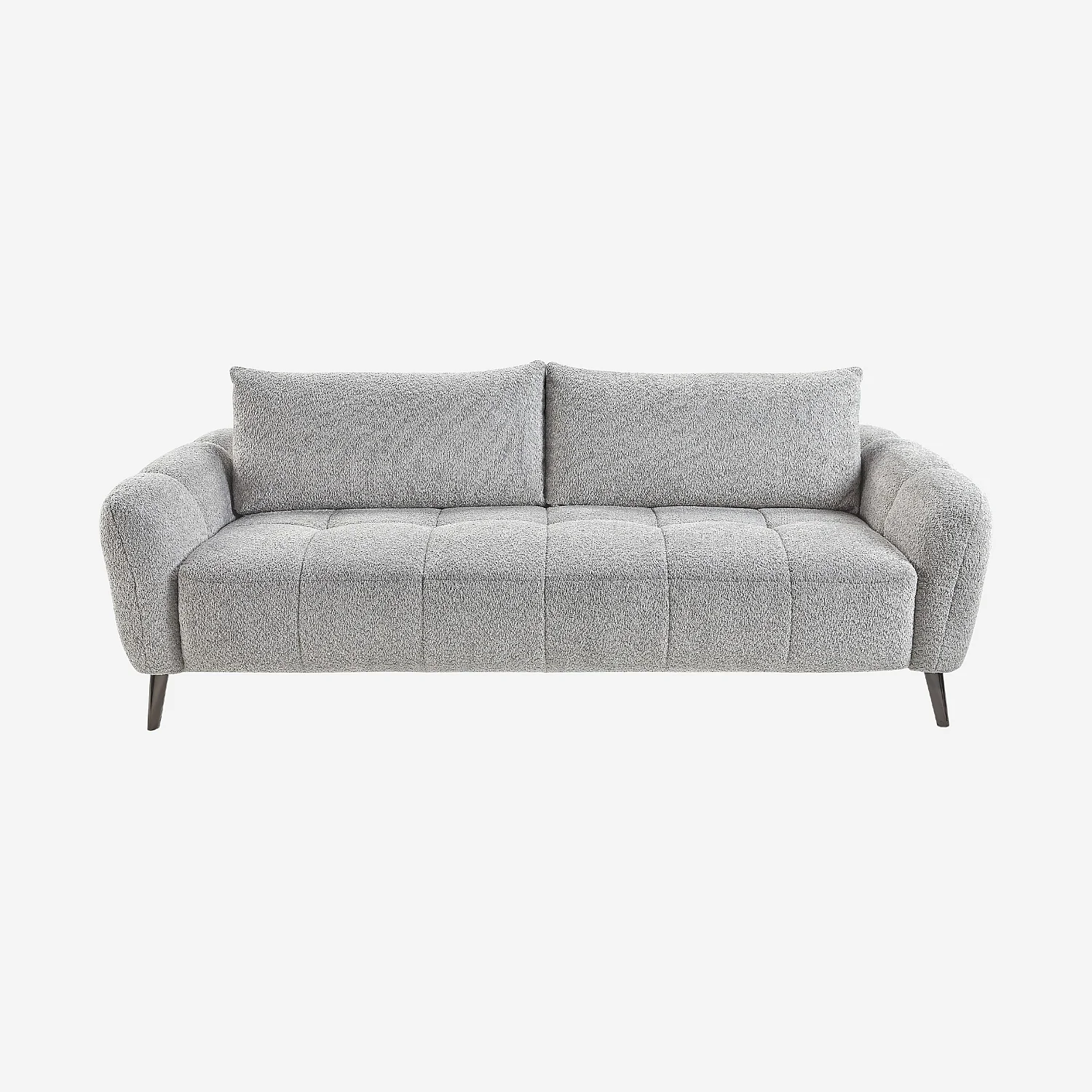 Sofá 3 plazas elevable en tejido boucle corto - Gris hielo - 9