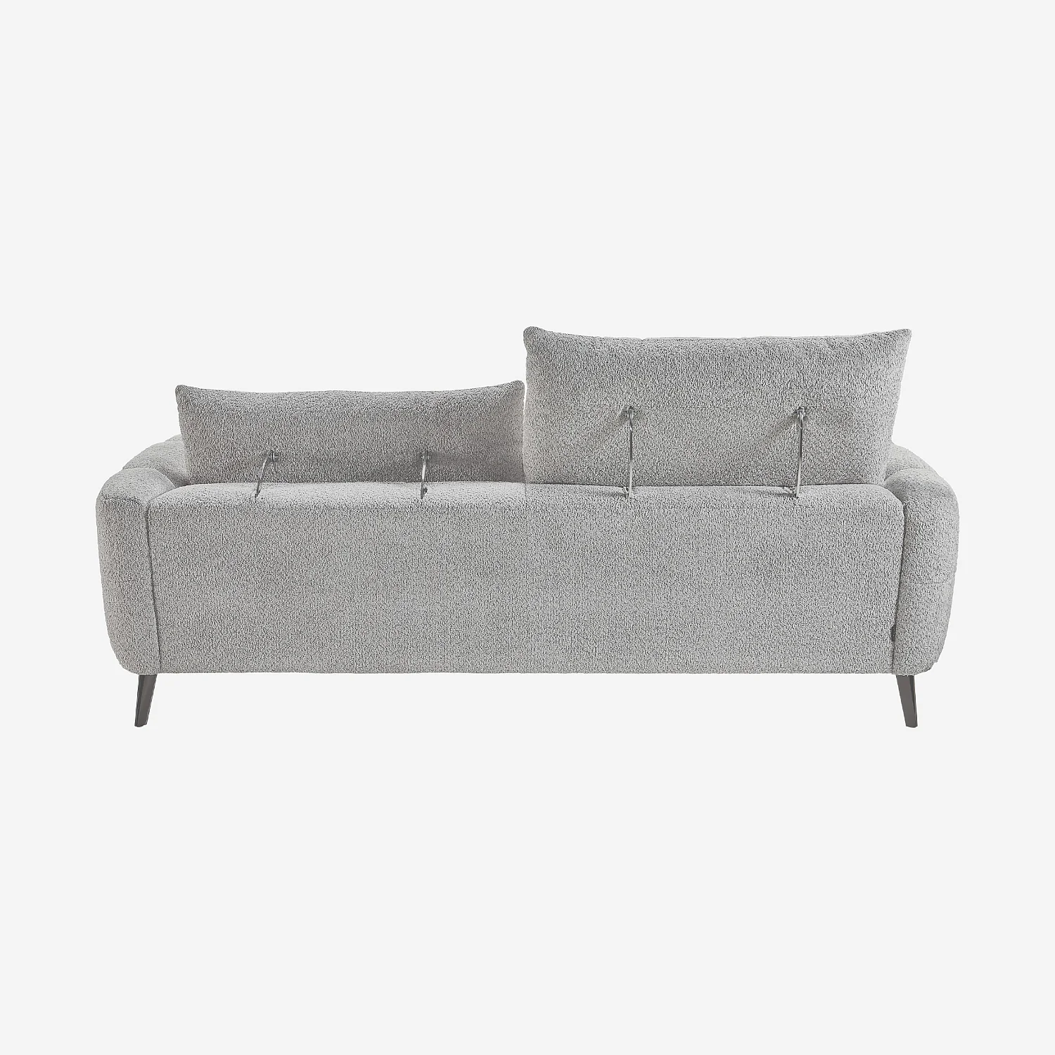 Driezits bank met liftfunctie van korte bouclé stof - Poolgrijs - 8